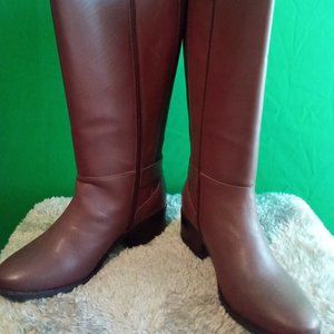 Lane Bryant Womens Mercedes Clean Leather Ridding Boot Brown (Cognac) Size 11W